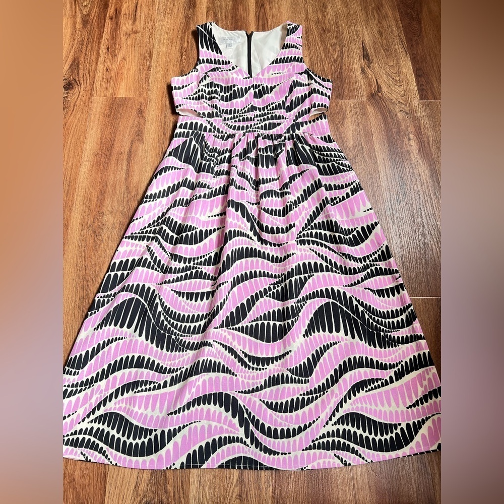 Anthropologie Donna Morgan Dagny Pink Black Cutout Sleeveless Midi Dress Size 10 - Picture 3 of 8